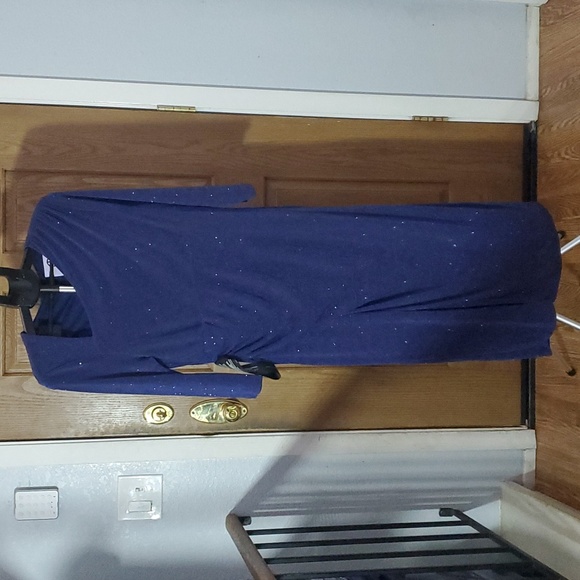 JS Collections Women's Purple Violeta Metallic Gathered Cocktail Midi Dress - Picture 6 of 15